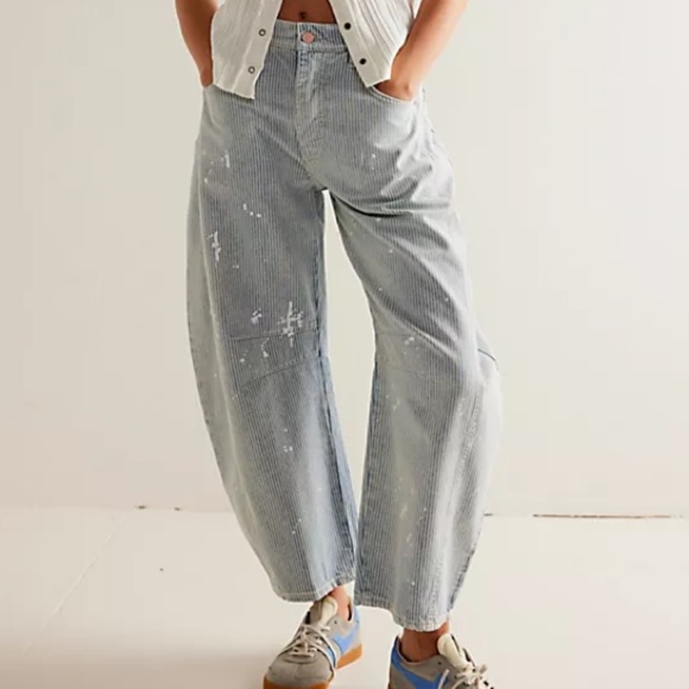 Free People- We The Free Lucky You Mid Rise Barrel Jeans Sz 28